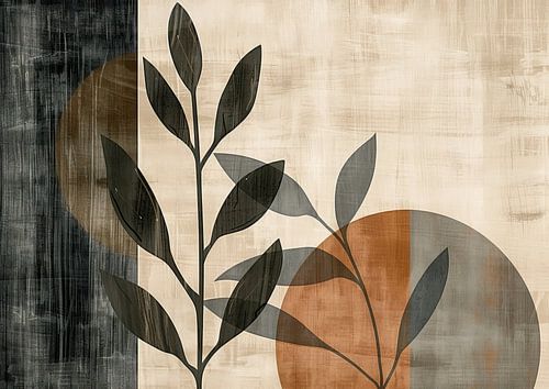 Modern Tuin Schilderij met Bladeren