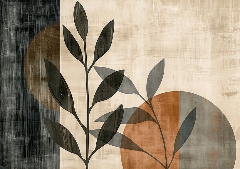 Moderne Gartenmalerei mit Blättern von Blumen Studio