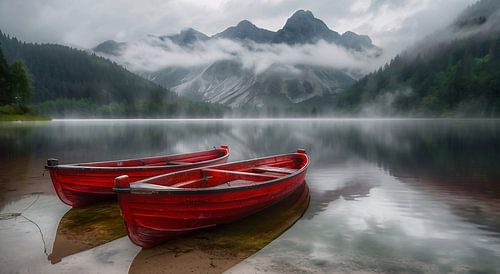 Boat at the still pond