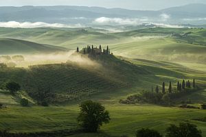 Mistige ochtend in de Val d'Orcia