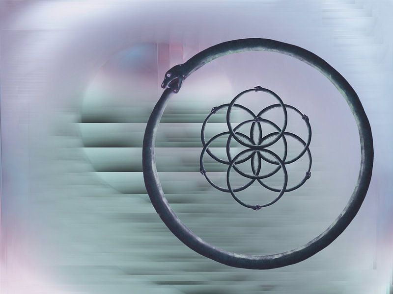 Ouroboros-Schlange mit Samen des Lebens von Greta Lipman