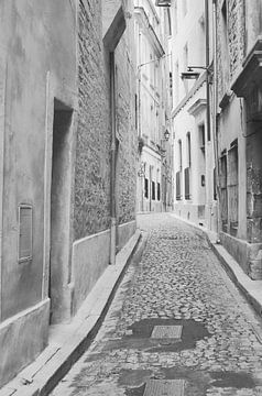 Smalle straat in zwart-wit - Historische charme van Avignon van Carolina Reina