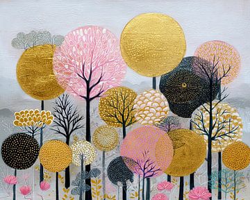 Whimsical Nature in Gold van Bloemen Studio