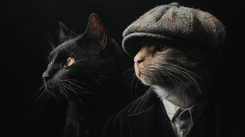 2 katten peaky blinder stijl artistiek panorama