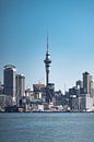 Skyline van Auckland Nieuw Zeeland met de Sky Tower centraal. van Niels Rurenga thumbnail