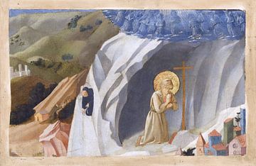 Fra Angelico, Sint-Benedictus in extase in de woestijn - 1430 van Atelier Liesjes