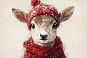 Winterliche Wärme - Hirsche in Rot