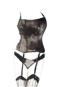 Frau in schwarzen Dessous