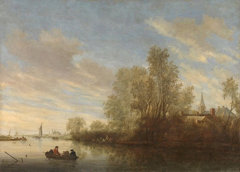 Blick auf den Fluss Deventer, Salomon van Ruysdael, 1645 von Marieke de Koning