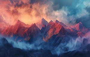 Romantischer Sonnenuntergang am Berg