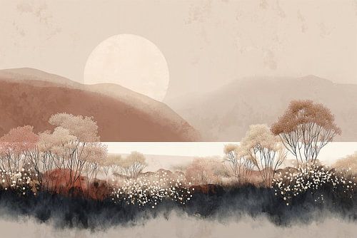 Zonsopkomst in Aardetinten van Bianca ter Riet