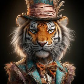Tiger with top hat by Bernardine de Laat