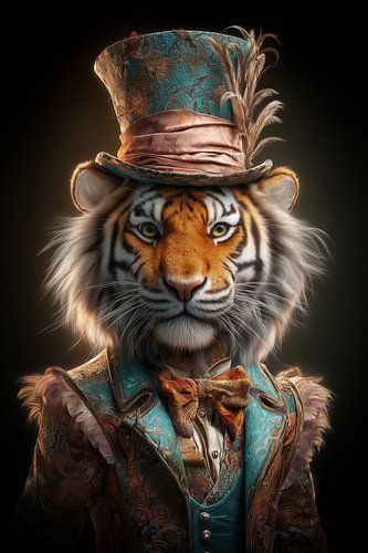 Tijger met hoge hoed