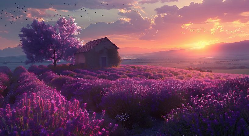 Lavendelfeld im Erwachen von fernlichtsicht