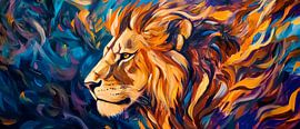 Majestic lion in bright colours by Poster Art Shop