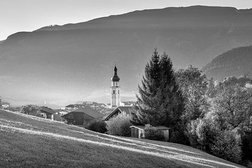 Castelrotto in South Tyrol in black and white by Manfred Voss, Black-White Photography