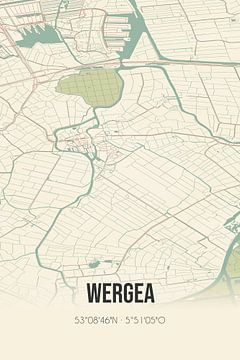 Vintage landkaart van Wergea (Fryslan) van MijnStadsPoster