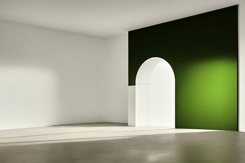 High white bow in green