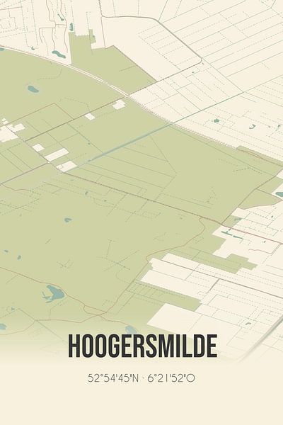 Alte Landkarte von Hoogersmilde (Drenthe) von Ortsdrucke