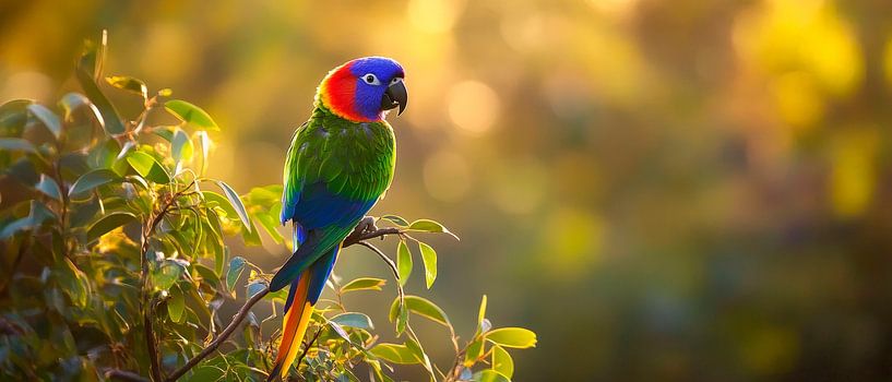 Kleurrijke papegaai in het licht van Poster Art Shop