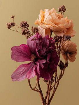 Dried flowers on natural clear background Khaki by Esmeé Kiewiet