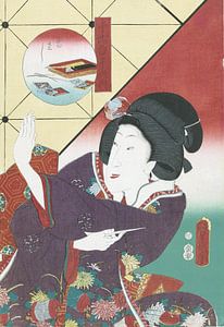 Frau im herbstlichen Kimono, Kunisada (I), Utagawa