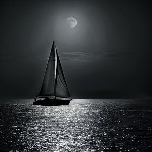 Segelboot im Mondlicht