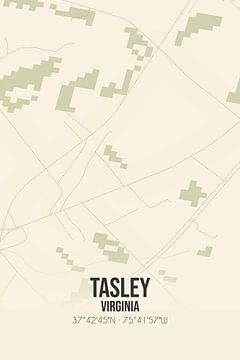 Vintage landkaart van Tasley (Virginia), USA. van Rezona