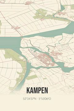 Vintage map of Kampen (Overijssel) by Rezona