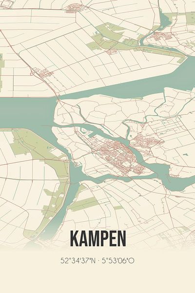 Vintage map of Kampen (Overijssel) by Prints of Place