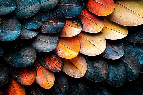 Abstracte schubben in warme tinten