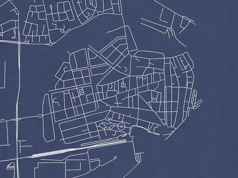 Map of Enkhuizen in Royal Blue by De Kaartenwinkel