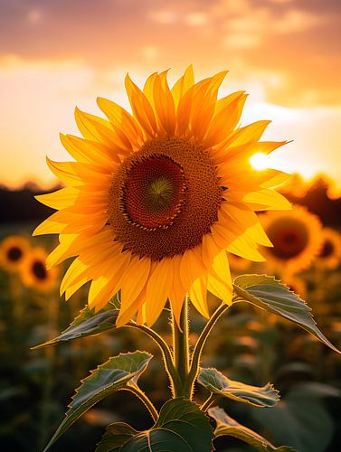 Tournesol dans la lumière dorée du soir