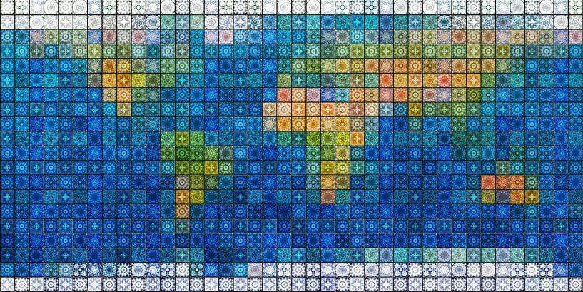 World Map in Mediterranean Tiles by Frans Blok - photos, art and other wall decoration