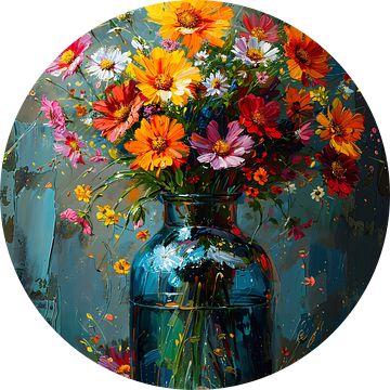 Vaas met Bloemen Schilderij | Bloemen Schilderij Abstract