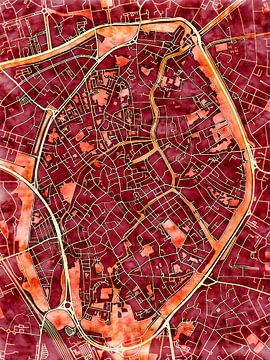 Kaart van Brugge centrum in de stijl 'Amber Autumn' van Maporia