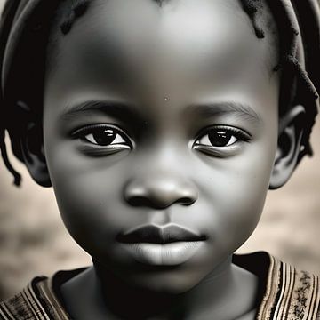 Realistisch Portret Afrikaans Kind, Sepia Kleur van All Africa