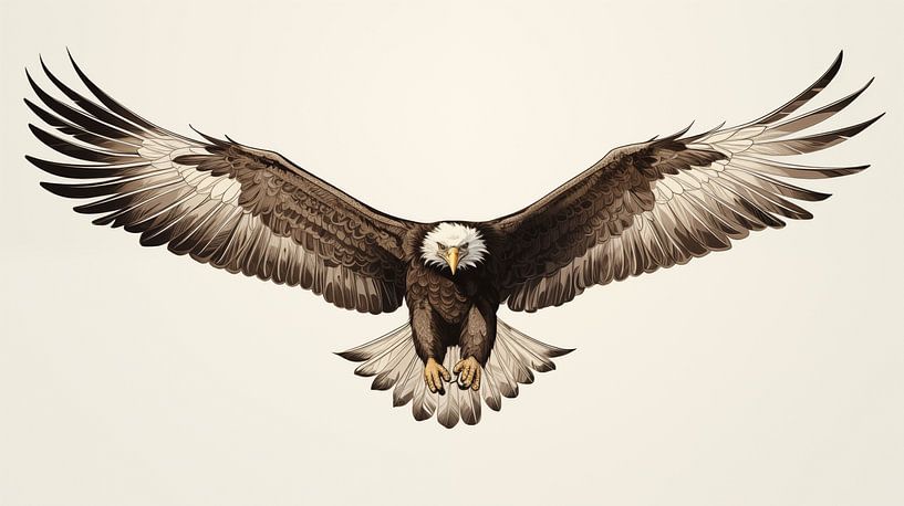 Weißkopfseeadler-Zeichnung, Weißkopfseeadler-Bleistiftzeichnung im Vintage-Stil. von Animaflora PicsStock
