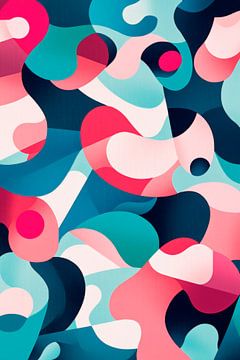 Kleurrijke golven van chaos Dans van geometrische vormen S van Poster Art Shop