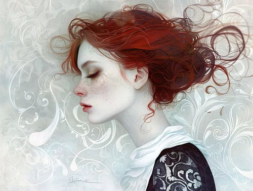 Elegant Woman | Serene Dreams in Swirls