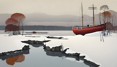 Fishing boat on a lake