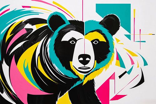 Kleurrijke abstracte beer met vormen