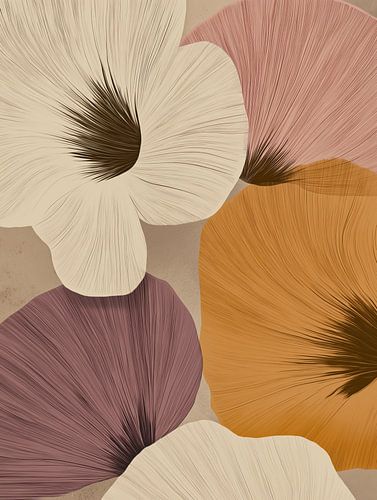 Bloemen in bruin en paars