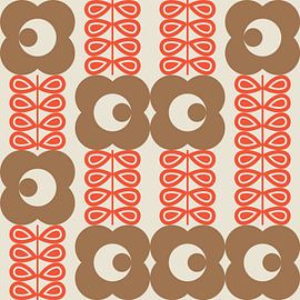 Retro 70er Jahre Vintage-Stil Kunstwerk in braun, orange, weiß von Dina Dankers