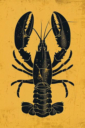 Schwarzer Hummer auf goldenem Hintergrund