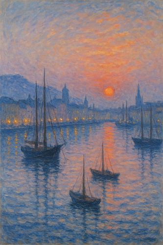 Zonsopgang in de haven van Oslo - Licht over de Fjord