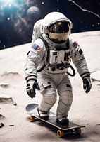 Astronaut speelt skateboard