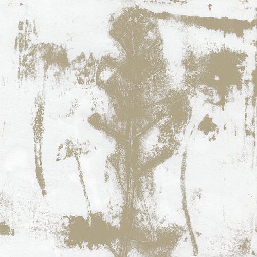 Abstract botanical in wabi-sabi style. Beige plant on white by Dina Dankers