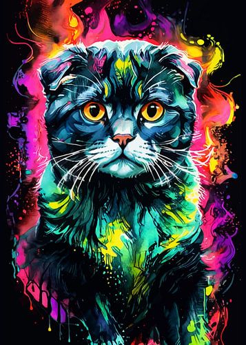 Scottish Fold Watercolor Neon
