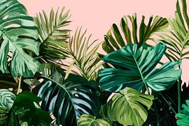 Tropische bladeren op roze - levendig en fris van Poster Art Shop